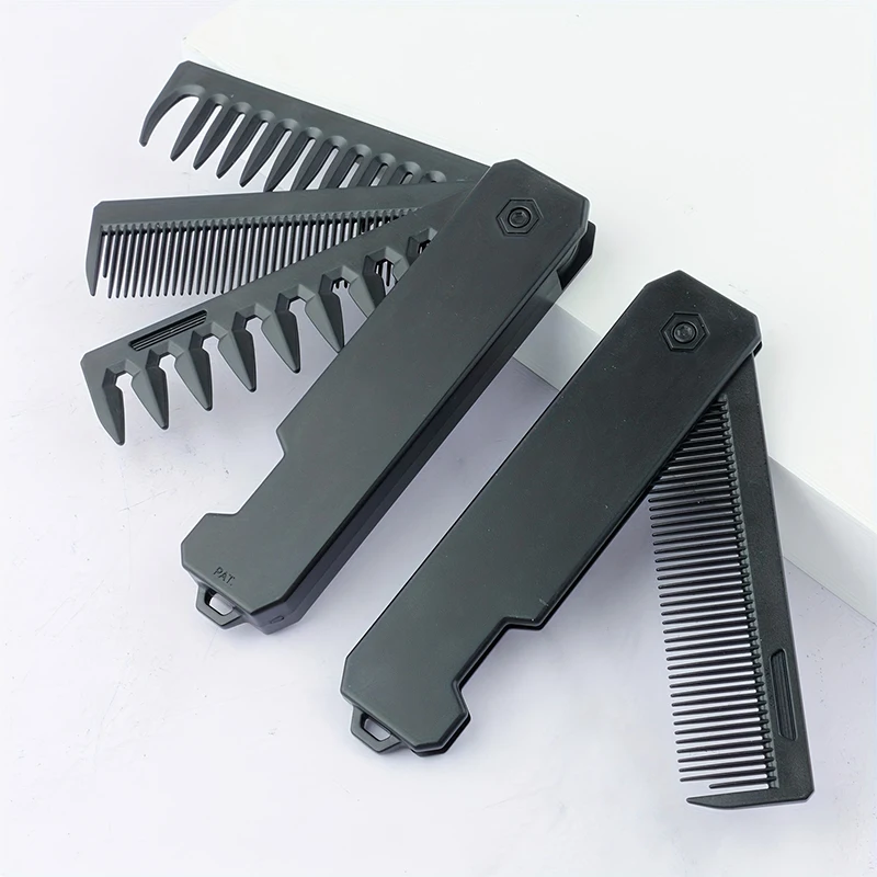 Mens Grooming Box - 남성용 3-in-1 접이식 수염 빗, 수염