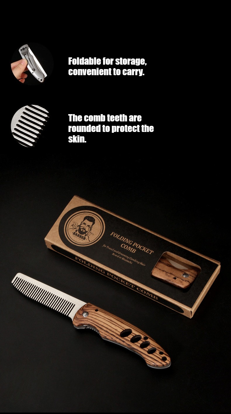 남성용 원목&메탈 접이식 수염 빗, 휴대용 포마두 스타 - Mens Grooming Box 리뷰 및 가격